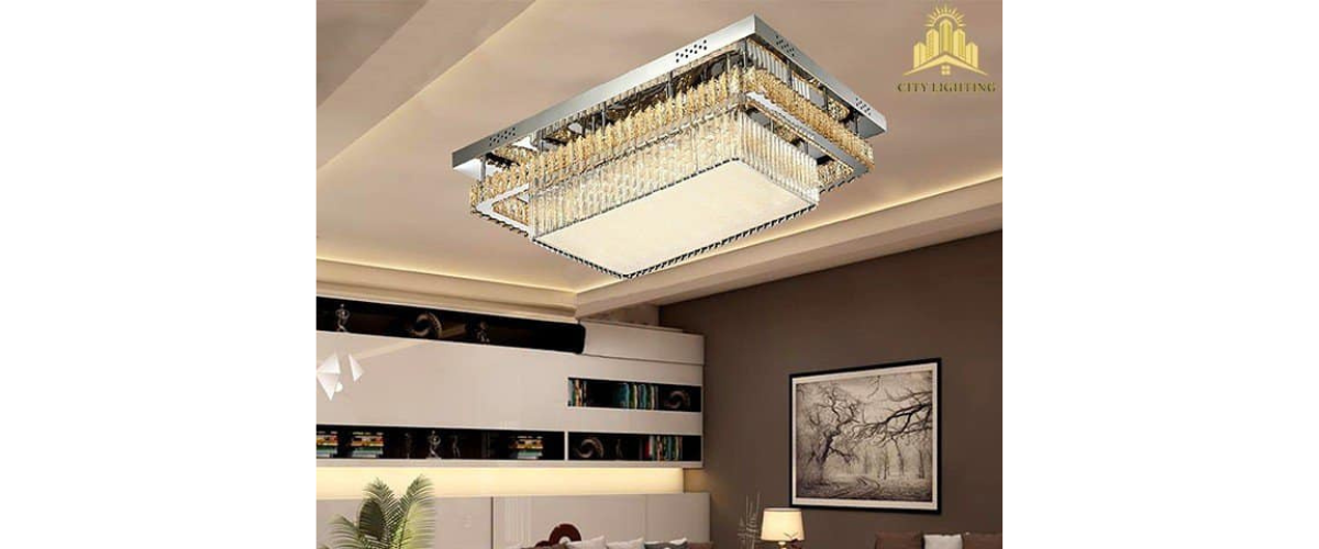Mẫu đ&egrave;n led trang tr&iacute; nh&agrave; ấn tượng - Đ&egrave;n ốp trần pha l&ecirc;